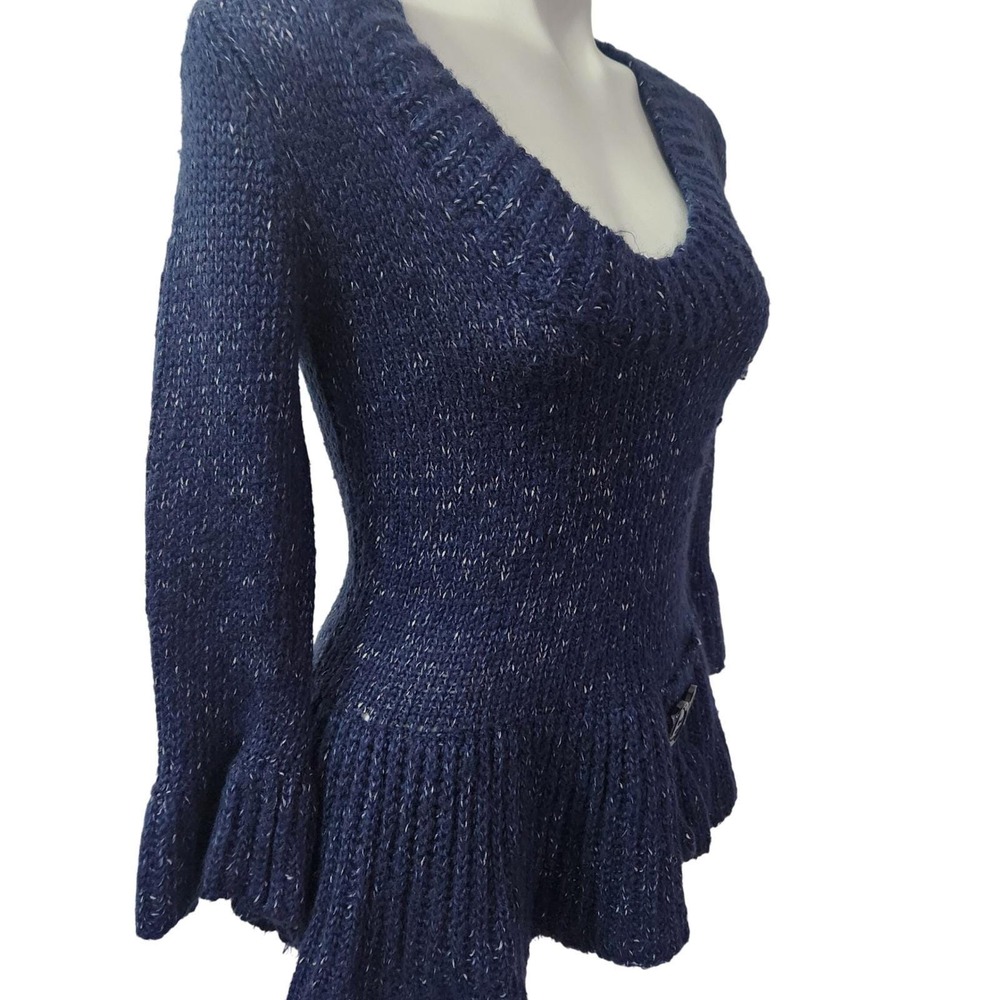 Y2k Vintage blue knit ruffle sweater Cartise size‎ Medium